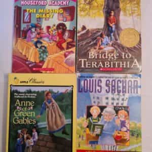 4 Scholastic chapter books Anne Green Gables, Missing Diary, Bridge to Terabitha