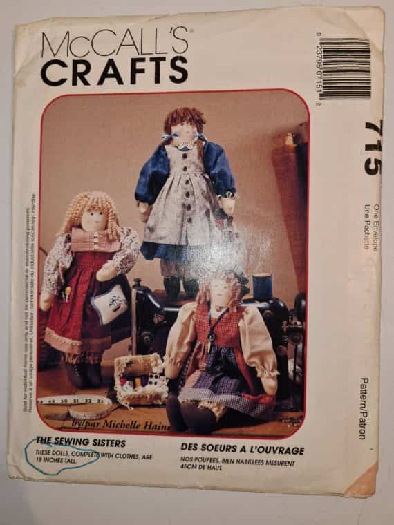 2-mccalls-craft-patterns-715-771-soft-dolls-18-16-11-clothes-1992-1995