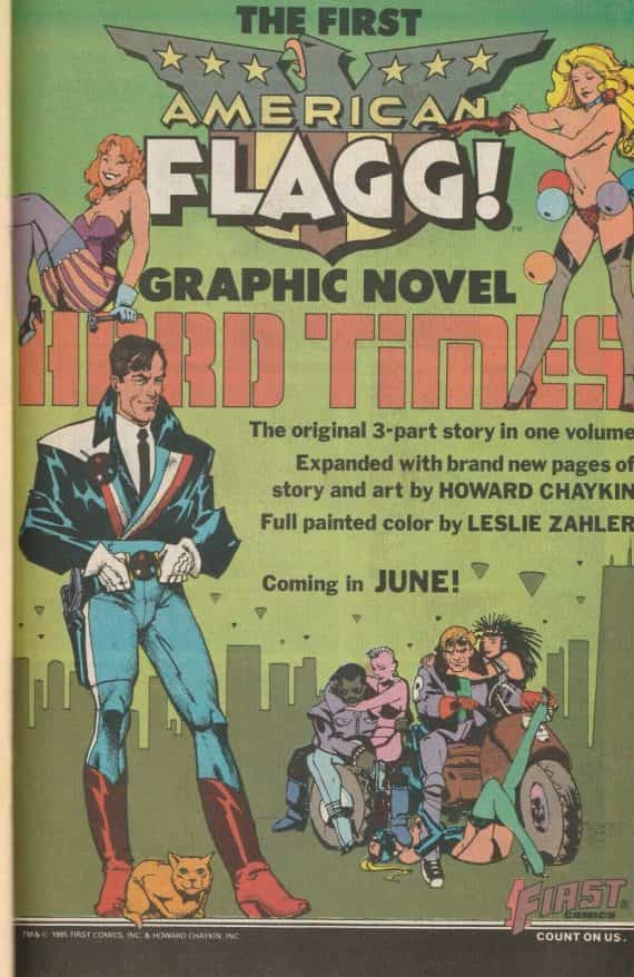 first-comics-hard-times-novel-print-ad-1985-vintage-the-first-american-flagg