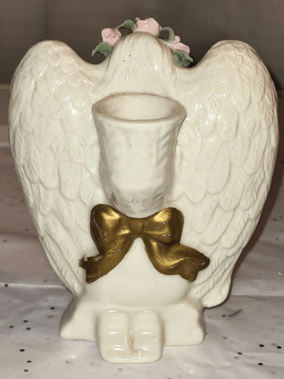 vintage-gold-trimmed-angel-with-ukelele-taper-candle-holder-great-condition