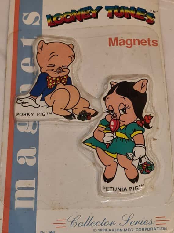 vtg-1989-porky-pig-petunia-pig-fridge-magnets-looney-tunes-arjon-mfg-corp-nos