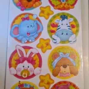 Baby Animals repositionable wall art stickers NOS Choose 3-D or Glittery