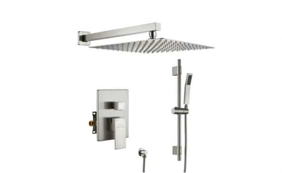 Boyel Living MS-A3808-12BN 1-Spray Patterns with 2.5 GPM 12 in. Wall Mount Dual Shower Heads in Brushed Nickel