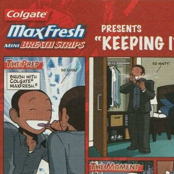 Colgate Max Fresh Print Ad 2010 Mini Breath Strips – Advertisement Comic