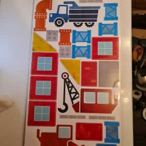 Construction Vehicle repositionable wall stickers dump truck NOS