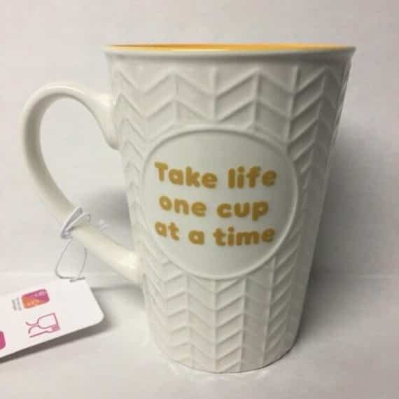 Dunkin Mug Take Life One Cup at a Time Orange and White