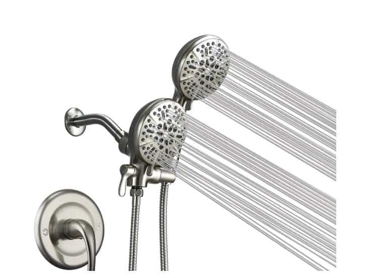 ELLO&ALLO ES-N-1005 Single-Handle 24-Spray Tub and Shower Faucet with 5 in. Shower Head in Brushed Nickel (Valve Included)