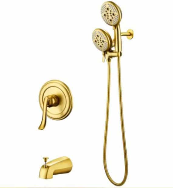 ELLO&ALLO ES-NG-T1002 Single-Handle 24-Spray Tub and Shower Faucet and Handheld Combo with 5 in. Shower Head in Brushed Gold (Valve Included)