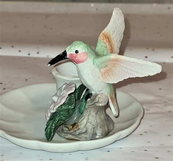 Hummingbird Taper Candle Holder Bisque Porcelain Giftco
