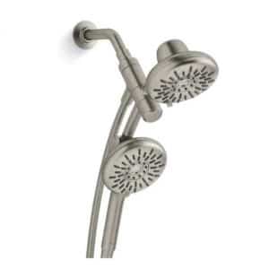 KOHLER Freespin Bellerose K-R21117-G-BN 3-Spray Patterns 5.25 in. Wall Mount Dual Shower Heads in Vibrant Brushed Nickel