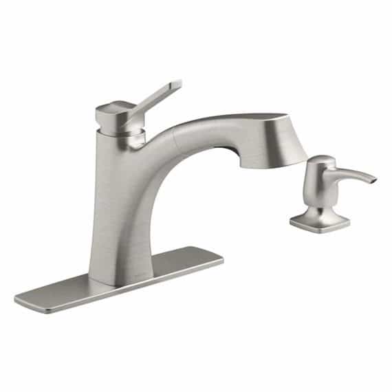 Kohler Maxton R30124-SD-VS Vibrant Stainless Single Handle Deck mount Pull out Handle Kitchen Faucet (Deck Plate Included)