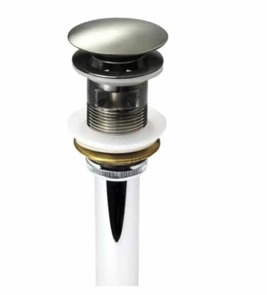 LUXIER DS02-TB 1-5/8 in. Brass Bathroom and Vessel Sink Push Pop-Up Drain Stopper With Overflow in Brushed Nickel