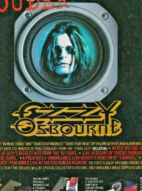 Ozzy Osbourne Print Ad 1993 Live & Loud Album from 1992 Sold Out Tours