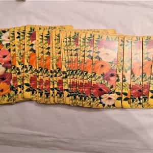 PLA-MOR Vintage Playing Cards POPPIES Complete 52 CARD Deck USA FLORAL FLOWERS