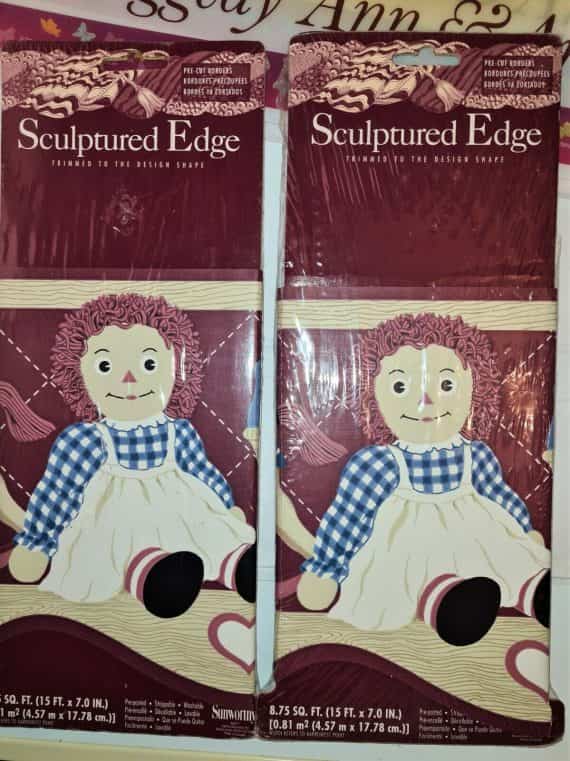 Raggedy Ann Sculptured Edge Border Wallpaper 2 packages Plus 8 Placemats