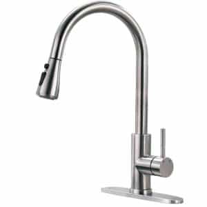 ruiling Modern ATK-103 Single-Handle Pull-Down Sprayer Kitchen Faucet with Lead-free in Stainless Steel Brushed Nickel Silver