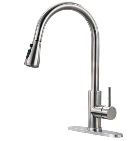 ruiling Modern ATK-103 Single-Handle Pull-Down Sprayer Kitchen Faucet with Lead-free in Stainless Steel Brushed Nickel Silver