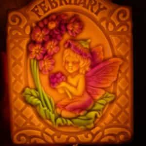 Studio C Enchanted Petals Bisque Night Light February Fairy 1995 Free-standing