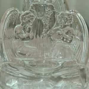 Vintage clear glass votive angel tea light candle holder 5×5.75″ HEAVY 1 lb