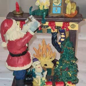 Vintage Old Saint Nick 6″ votive candle holder Santa Claus fireplace Elf Gifts