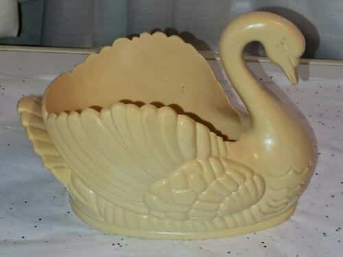 Vintage Mid Century Ornate Ceramic Swan Planter