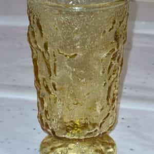 Vintage ’70’s Amber Textured Pedestal Drinking Glass Juice 4 1/4″ X 2 1/4″