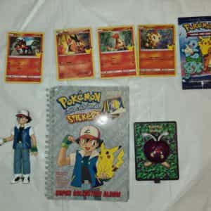 Vtg Pokemon Ash Ketchum Figure, Sticker Book, McDonald’s Cards, Toy