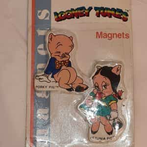 Vtg 1989 Porky Pig & Petunia Pig Fridge Magnets Looney Tunes Arjon Mfg Corp NOS