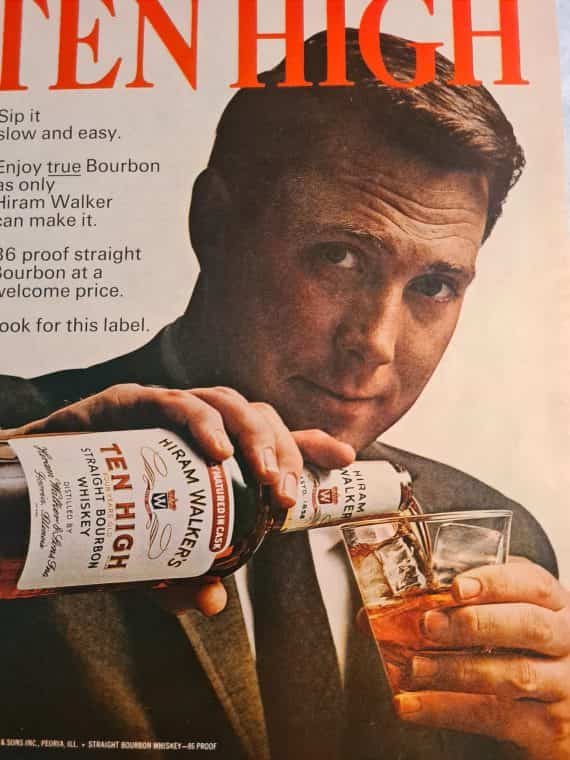 1967 Ten High Bourbon Hiram Walker Vintage Print Ad 10 x 13″ B