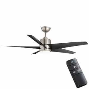 Hampton Bay 58913 Mena 54 in. White Color Changing Integrated LED Indoor/Outdoor Brushed Nickel Ceiling Fan with Light Kit and Remote