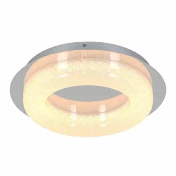 Artika FM-FA Famous 14 in. 1-Light Chrome Modern Integrated LED Flush Mount Ceiling Light with Crystal Glass for Bedroom and Hallway