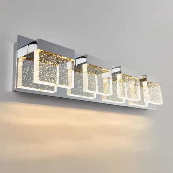 Artika VAN4BC-ON Essence Bubble Cube 24 in. 4-Light Chrome LED Modern Bath Vanity Light Bar for Bathroom