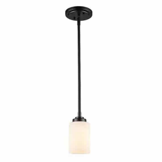 Bel Air Lighting 70520 BK Mod Pod 1-Light Black Mini Pendant with Frosted Glass Cylinder Shade