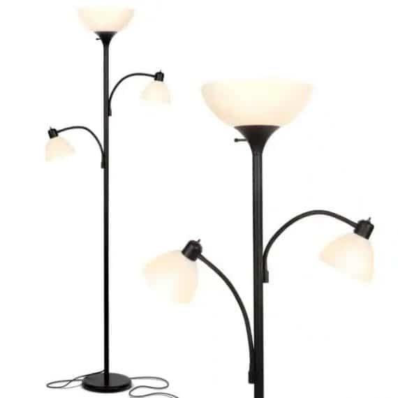 BRIGHTECH FL-DME2-BLK Sky Dome Double 72 in. Black Torchiere LED Floor Lamp with 2 Adjustable Arms