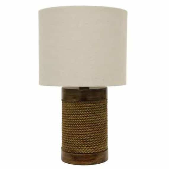 Decor Therapy TL15455 Cali Rope 15 in. Brown Table Lamp with Linen Shade