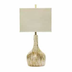 Fangio Lighting W-MR8660GLD WHI m.r. Lamp and Shade’s 32 in. Brushed Gold Over White Ceramic Table Lamp