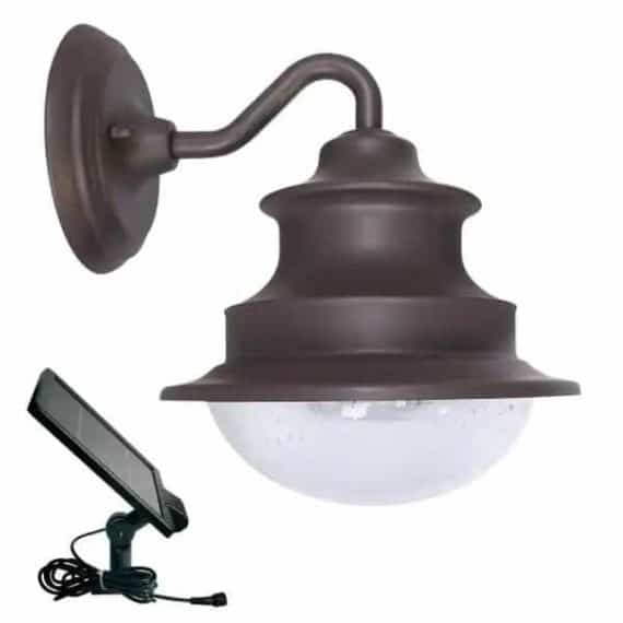 GAMA SONIC GS-122 Barn Solar Brown Outdoor Integrated LED Wall Light Sconce