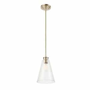 Globe Electric 61259 Gizele 1-Light Brass Pendant Light with Seeded Glass Shade, Vintage Edison Incandescent Bulb Included