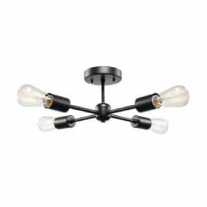 Globe Electric 66008 Vane 4-Light Matte Black Flush Mount Ceiling Light