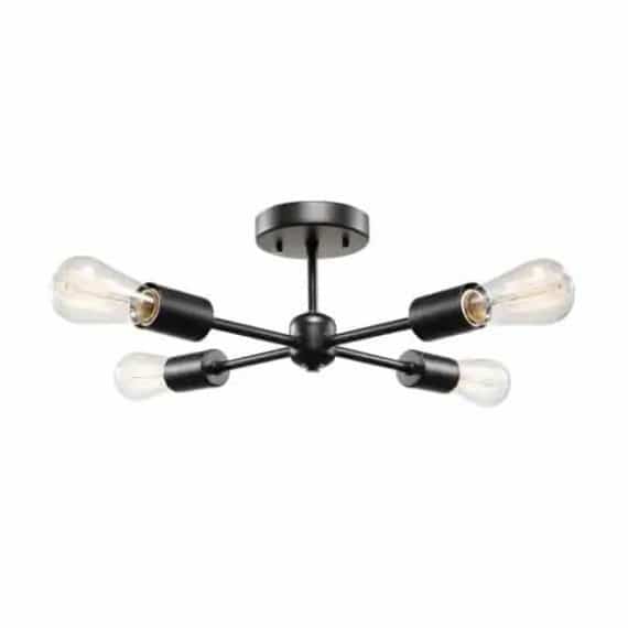 Globe Electric 66008 Vane 4-Light Matte Black Flush Mount Ceiling Light