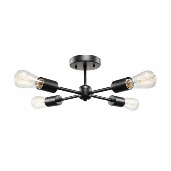 Globe Electric 66008 Vane 4-Light Matte Black Flush Mount Ceiling Light