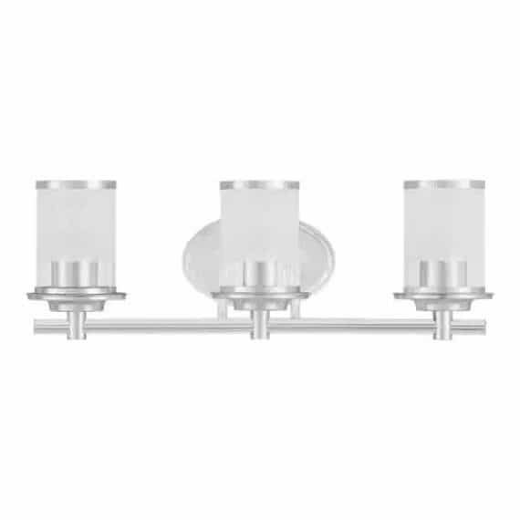 Hampton Bay 046335107908 23.25 in. Truitt 3-Light Chrome Transitional Bathroom Vanity Light with Clear and Sand Glass Shades