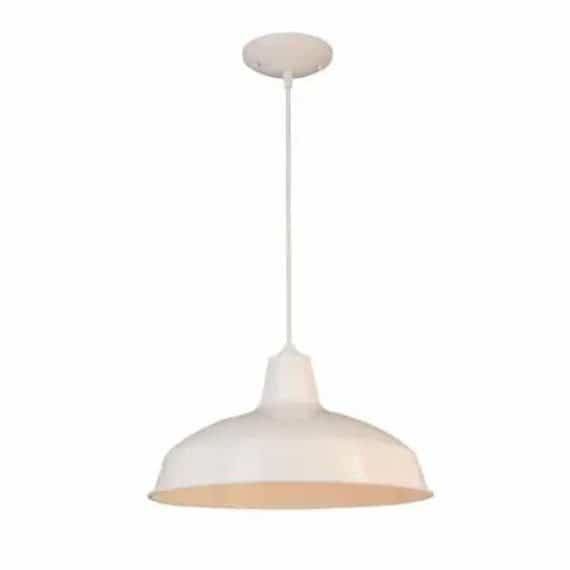 Hampton Bay AF-1032R/WHT 1-Light Glossy White Warehouse Pendant with Metal Shade