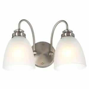 Hampton Bay EFG1392A/BN Hamilton 2-Light Brushed Nickel Vanity Light with Frosted Glass Shades