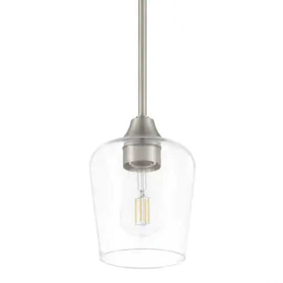 Hampton Bay GS-P070809BN Pavlen 5.5 in. 1-Light Brushed Nickel Mini Pendant with Clear Glass Shade