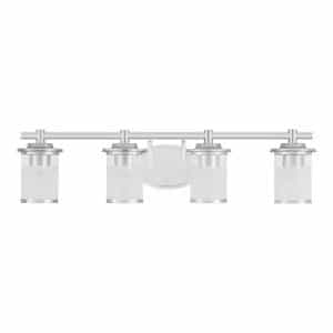 Hampton Bay HB2595-07 32.1 in. Truitt 4-Light Chrome Transitional Bathroom Vanity Light with Sand and Clear Glass Shades