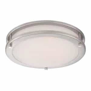 Hampton Bay HB1023C-35 Flaxmere 12 in. Brushed Nickel Dimmable LED Flush Mount Ceiling Light with Frosted White Glass Shade