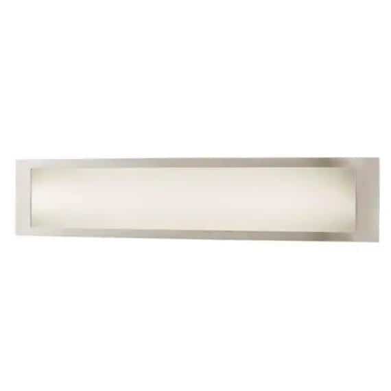 Hampton Bay IQP1301LX-07/BN Woodbury 24.6 in. 1-Light Brushed Nickel Integrated LED Bathroom Vanity Light Bar with Frosted Acrylic Shade