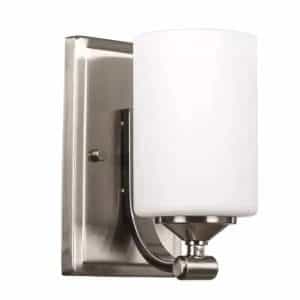 Hampton Bay 1-Light Brushed Nickel Wall Sconce with Frosted Opal Glass Shade