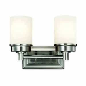 Hampton Bay NB23307 Cade 2-Light Brushed Nickel Vanity Light with Frosted Glass Shades